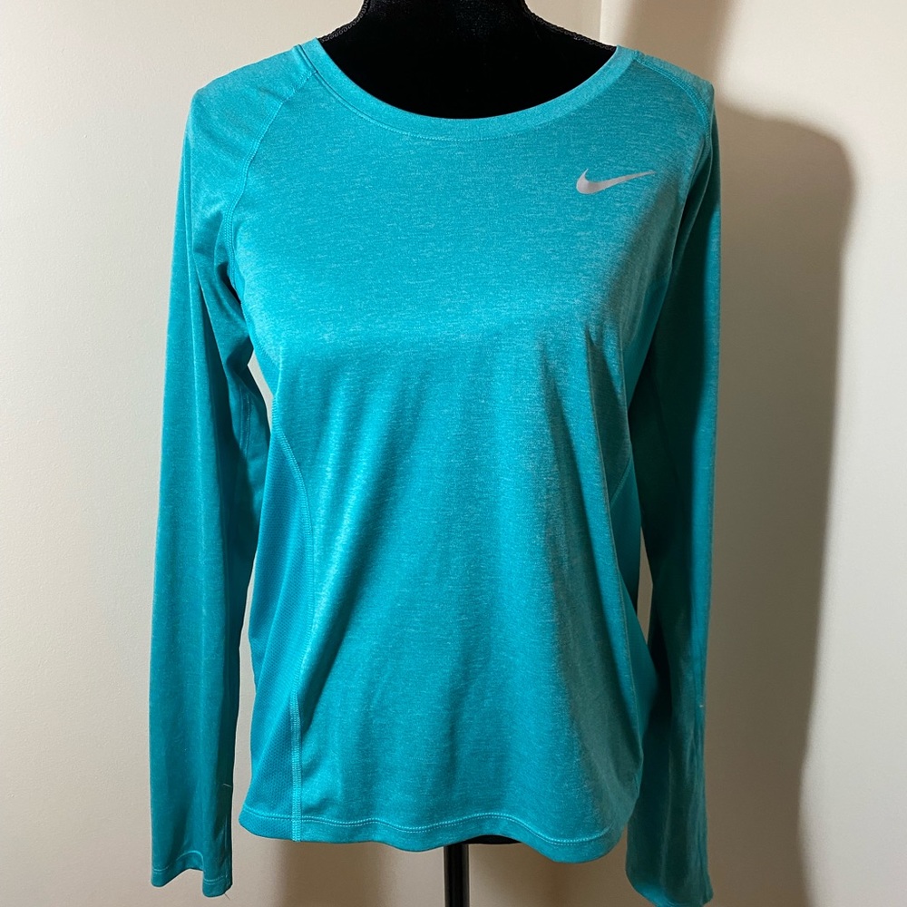 Teal Nike long sleeve dri fit top